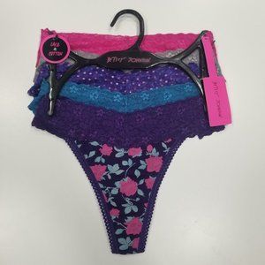 Betsey Johnson Cotton & Lace Thong Set Underwear 5 Pack